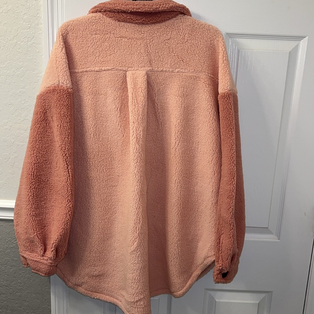 Simply Southern Teddy Sherpa Shacket NWT XXL Pink Cozy Jacket - Picture 4 of 11